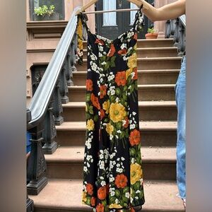 Reformation Nadira Floral Dress - Black, Yellow and Orange